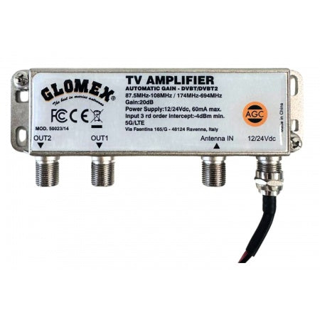 Amplificateur TV GLOMEX 50023/14 – gain automatique 12/24 V