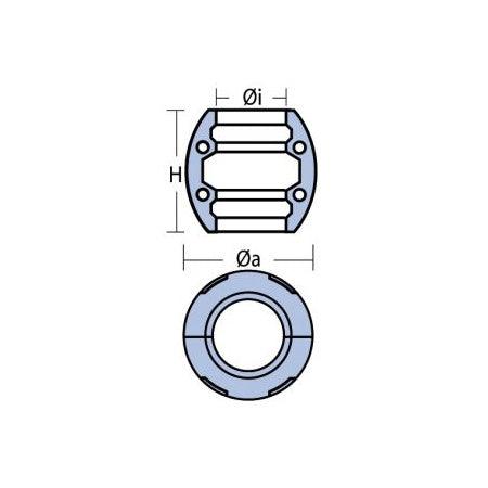 Dimensions de l'Anode noix d'arbre ZINC Type B