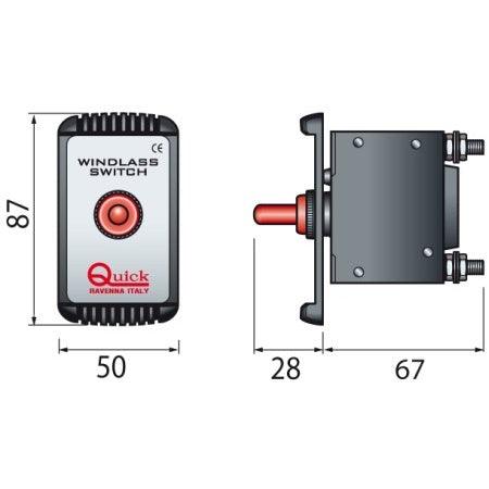 Dimensions pour le Coupe Circuit Hydraulique Magnétique Quick 40 A protège efficacement vos systèmes électriques en courant continu grâce à sa technologie "slow burn". Conçu pour les environnements exigeants, il garantit une sécurité optimale et un réarmement manuel simple.