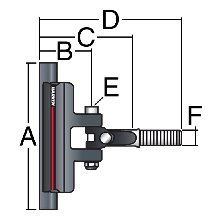 Dimensions du Coulisseau latte Harken système B 10 mm