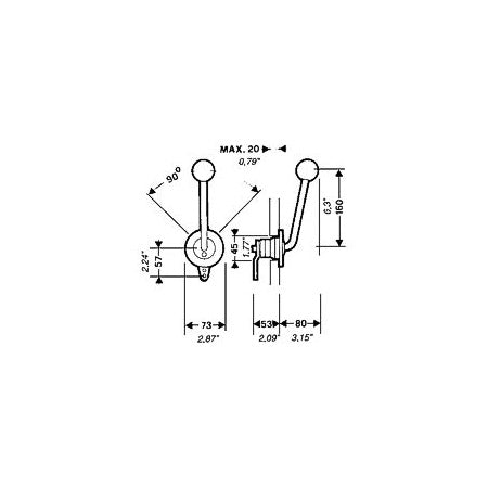 Manette Levier et flasque en inox montage lateral Ultraflex B35