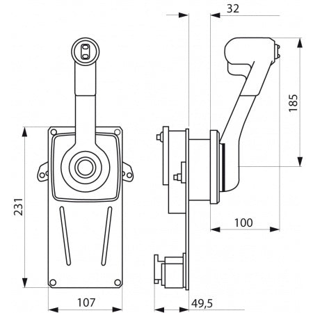 Manette boitier de commande monolevier montage latéral Ultraflex B183
