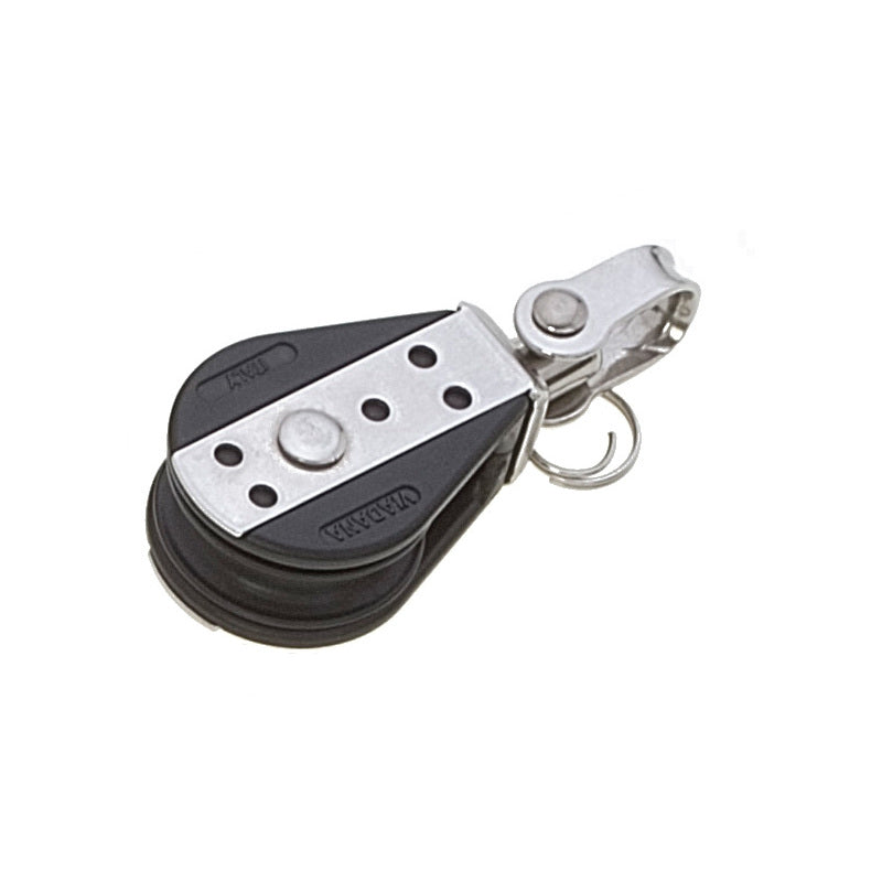 Poulie simple à manille Viadana 11.63 avec réa de 28 mm. Dotée d’une manille robuste, elle offre une fixation stable et une gestion fluide des cordages jusqu’à 8 mm. Parfaite pour les réglages sur voiliers et yachts.