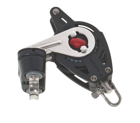 Poulie winch composite simple Viadana 14.14 avec réa de 57 mm, taquet intégré et ringot. Conçue pour les cordages jusqu’à 10 mm, cette poulie offre un guidage fluide et précis, idéale pour les manœuvres exigeantes sur voiliers et yachts.