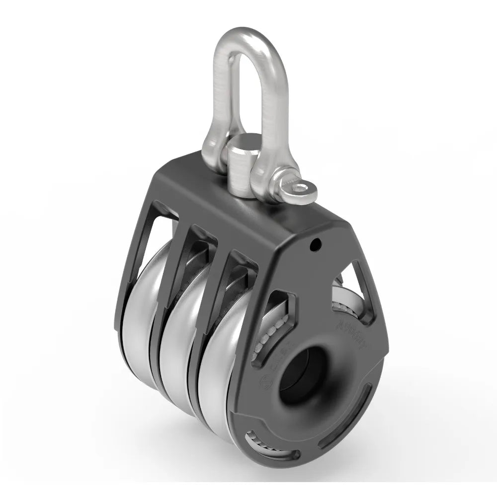 Poulie triple High Roller 60 mm avec manille et émerillon – Allen A9063