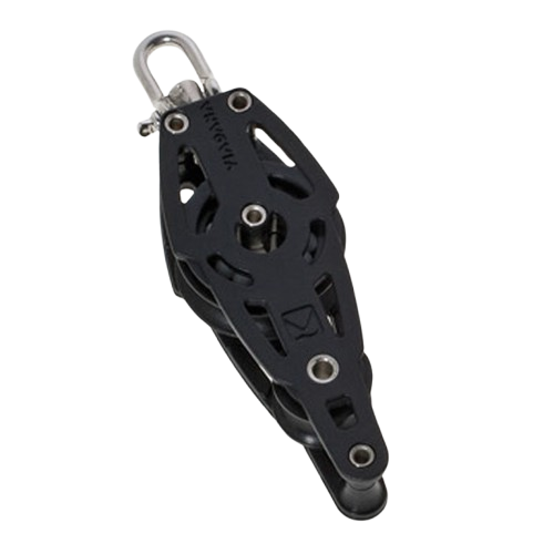 Poulie violon avec ringot corp en carbone, la poulie de qualité à petit prix par le fabriquant italien VIADANA, équipement de qualité pour bateau, la poulie violon est idéale pour le palan de grand voile ou le hâle-bas, ici proposé pour écoute de 8 mm