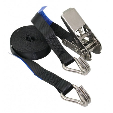 Sangle noire fixation inox cliquet 25mm