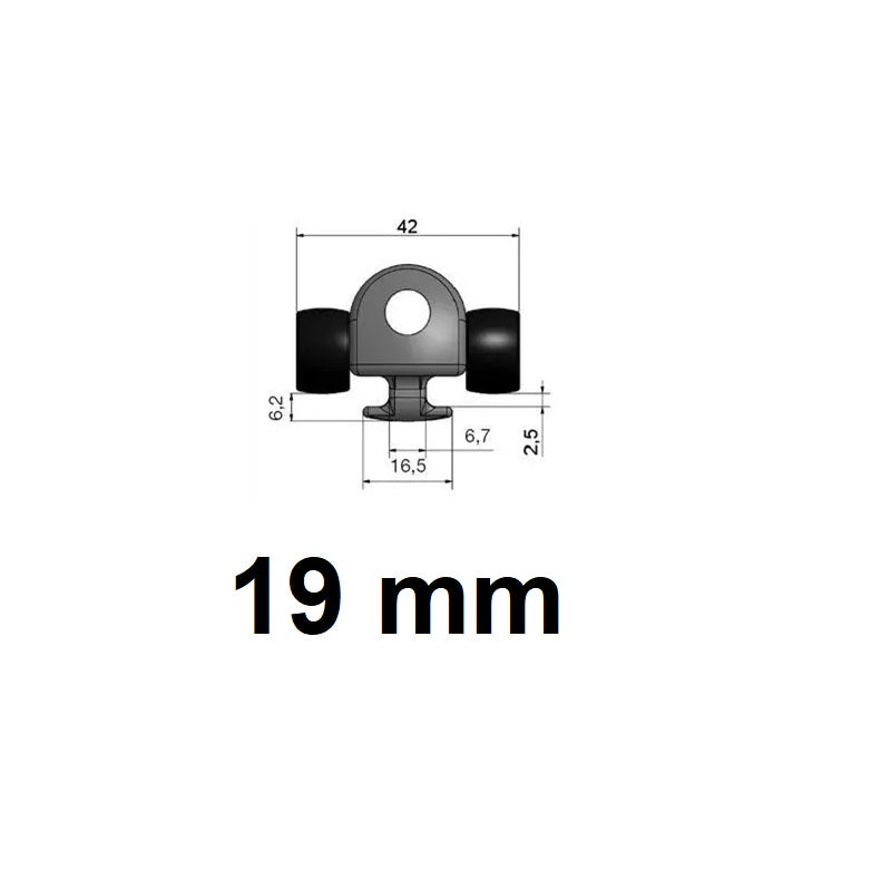 Coulisseau articulé à roulettes avec vis filetée M10 pour grand-voile.