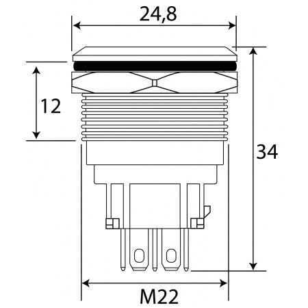 Dimensions du bouton poussoir LED étanche IP67 22 mm