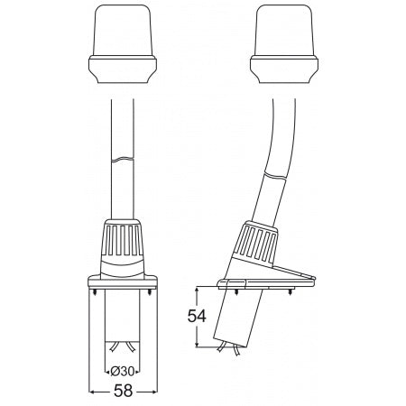 Dimensions du Feu LED NaviLED 360 mât amovible HELLA