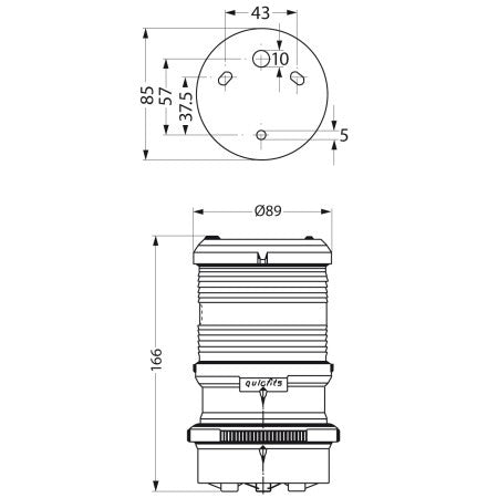 Dimensions du Feu de navigation Aqua Signal Série 40 Quickfits – Installation rapide et haute visibilité