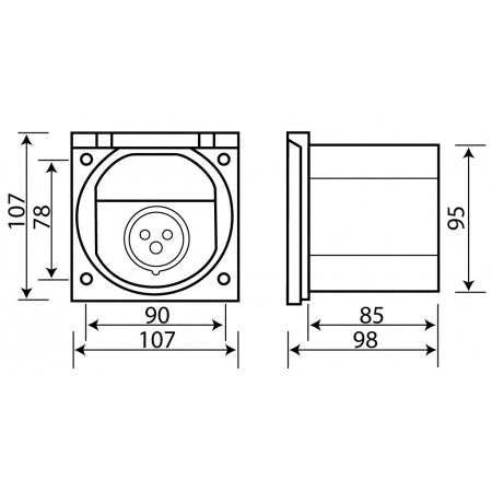 Prise CEE Caravan encastrée pour camping-car et caravane, connexion électrique sécurisée