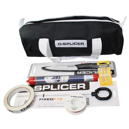 Le kit est livré avec un sac de transport D-Pouch P-40 (Art.no. MRP40) et divers outils d'épissure, qui sont nécessaires pour l'épissure : 4 aiguilles à épisser pour cordage 4-10 mm (Art.-no. MR20410), aiguille à épisser fixe pour cordage 2-4 mm (Art.-no. MRF15), couteau céramique C-20 (Art.-no. MRC20), ruban à épisser (Art.-no. MR40) et ficelle à fouetter cirée 1 mm avec kit d'aiguilles. Ce kit vous permet de réaliser des épissures à œil, des épissures sans fin, des boucles, des softshackles, des whippings