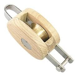 Single teak pulley 60mm + becket