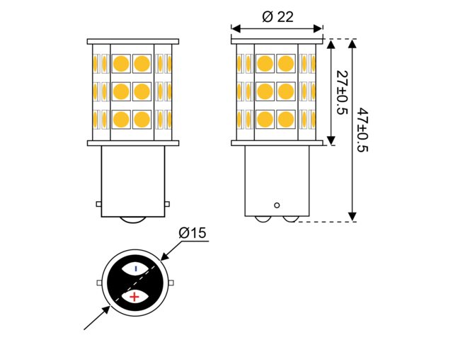LED Bulb / Lamp BA15D 3.2 Watt 10-30 V
