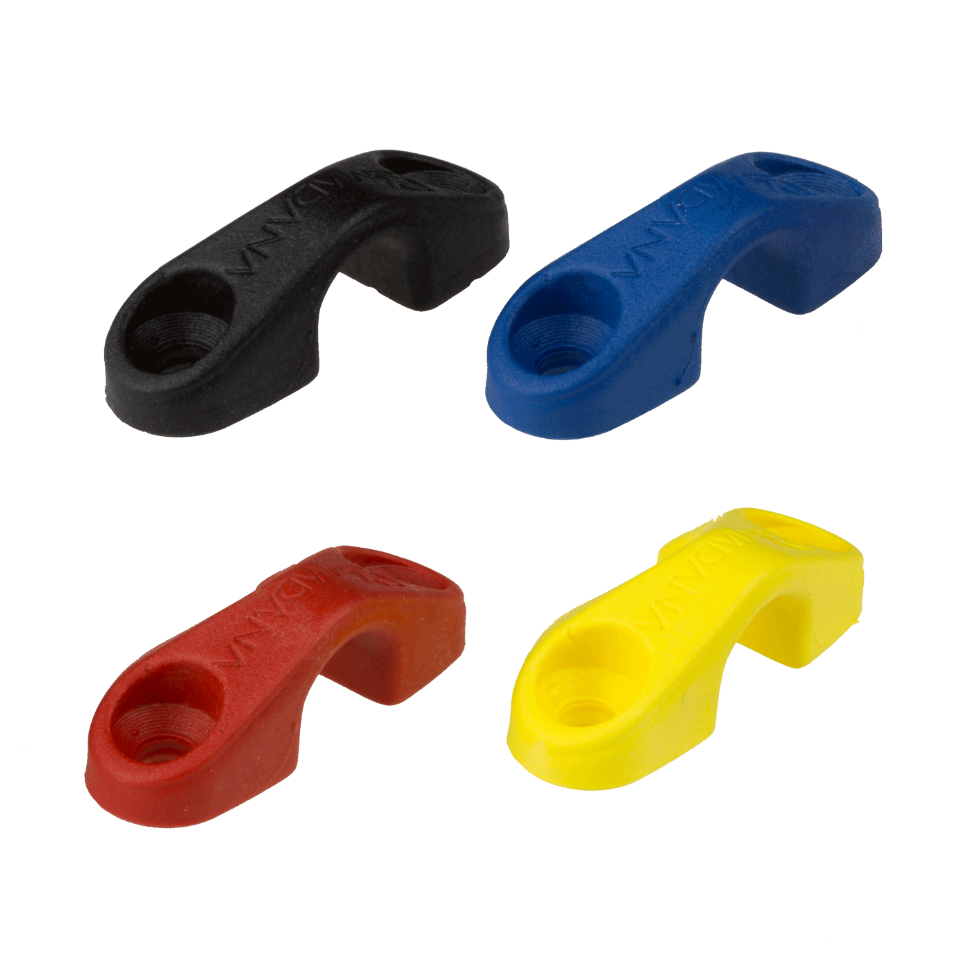 La photo montre un filoir jaune vif, conçu pour s'adapter aux taquets coinceurs avec un entre-axe de 38 mm. Le filoir est fabriqué en matériau composite robuste, offrant à la fois résistance et durabilité. Sa couleur jaune brillante assure une visibilité optimale, facilitant son identification dans des environnements marins ou extérieurs. L'objet est présenté sous un angle permettant de voir clairement sa forme et ses dimensions, avec des détails sur la finition et le matériau.