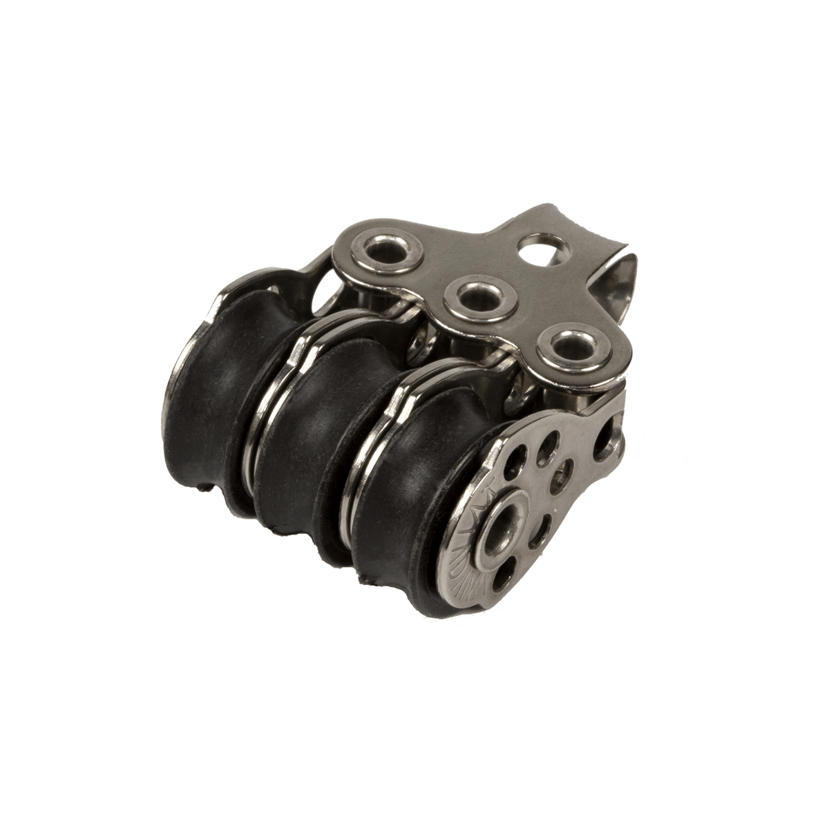 Poulie Micro Viadana triple avec œil fixe, équipée de réas de 17 mm. Compacte et robuste, conçue pour cordages jusqu’à 5 mm et une charge de rupture de 300 kg. Idéale pour les manœuvres marines complexes et précises.