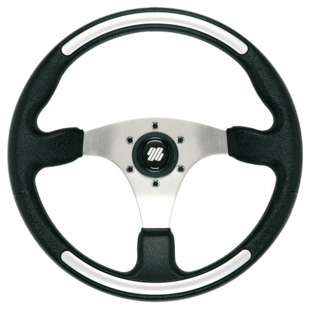 Boat steering wheel - steering wheels - UFLEX - SANTORINI - Black with Silver inserts