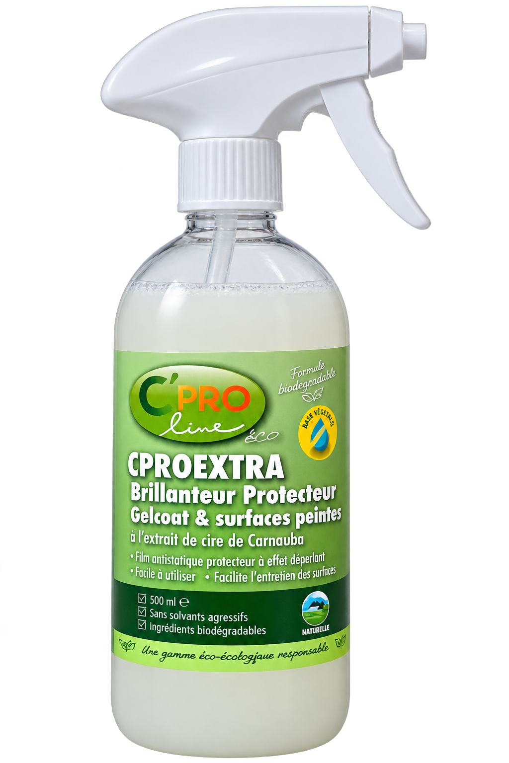 Brillanteur protecteur écologique gelcoat peintures spray 500ml carnauba