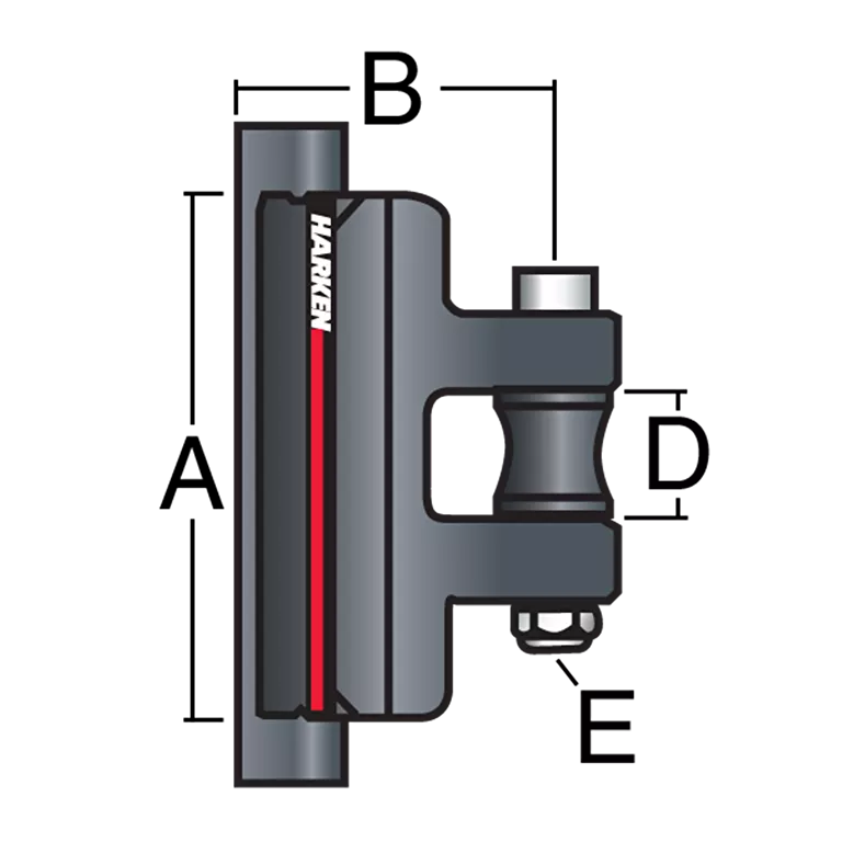 Dimensions du Coulisseau intermédiaire Harken système B