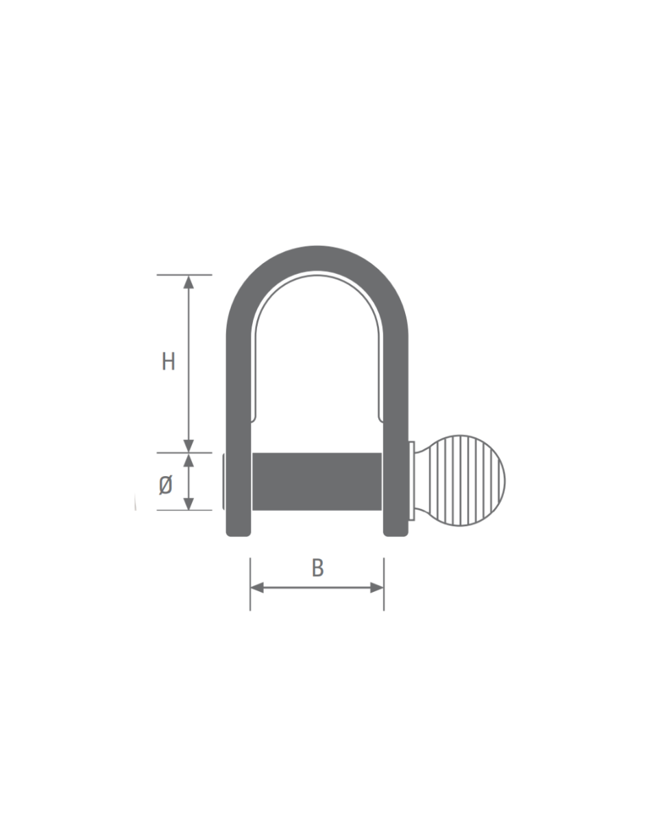 Manille longue forgée inox Viadana 28.08 axe 8 mm charge rupture 3500 kg