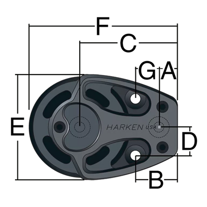 HARKEN Poulie simple 100mm a plaquer Black Magic regate course au large jacques vabres vendee globe formula gp racing luna rossa pirelli team UniCredit Youth America Cup