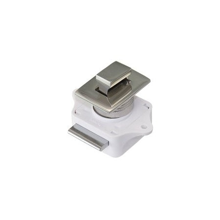 Loquet bouton poussoir gris inox rectangulaire