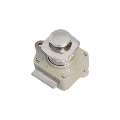 Loquet bouton poussoir gris inox