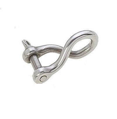 Manille torsadée forgée inox Viadana 28.26 axe 6 mm charge rupture 1690 kg.