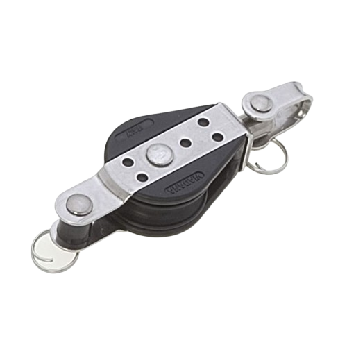 Poulie simple à ringot et émerillon Viadana 11.64 avec réa de 28 mm. Dotée d’un ringot intégré pour une fixation stable et d’un émerillon pour une rotation fluide, elle est idéale pour gérer les cordages jusqu’à 8 mm sur voiliers et yachts.