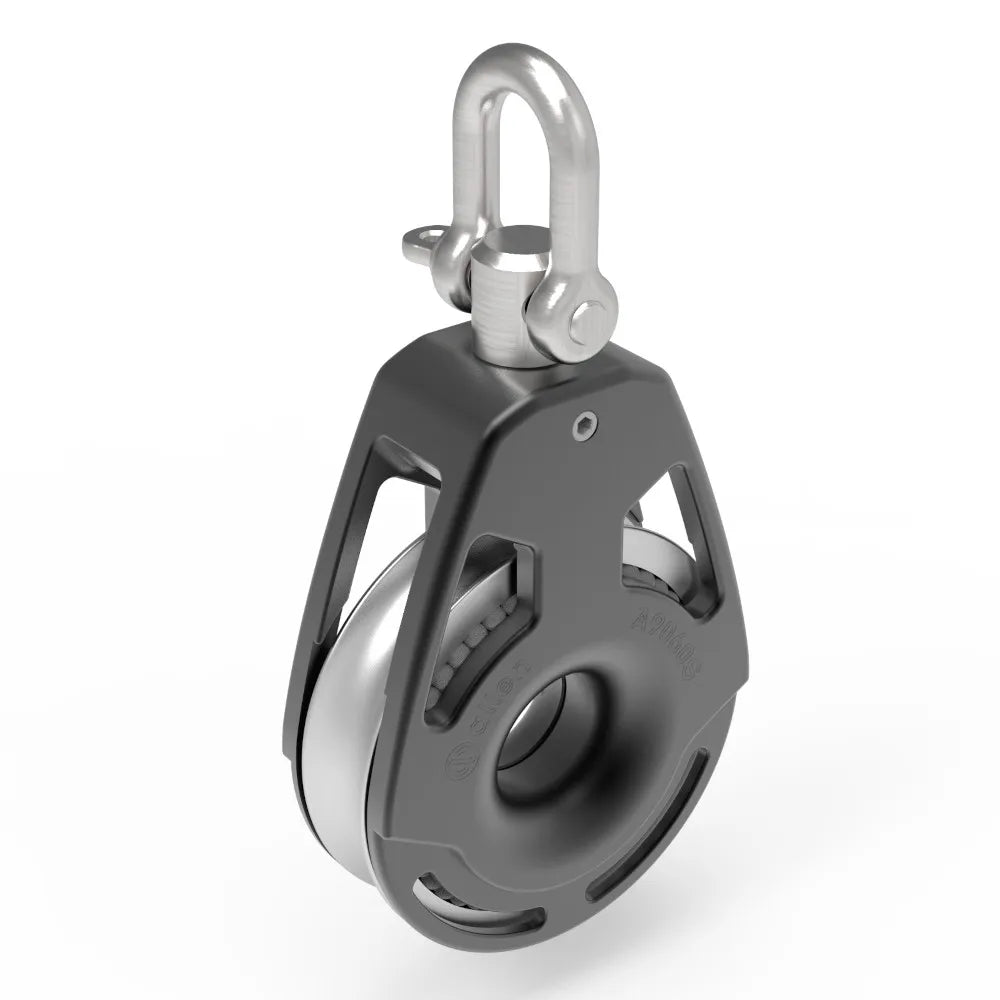Poulie simple High Roller 60 mm avec manille sur émerillon – Allen A9060S