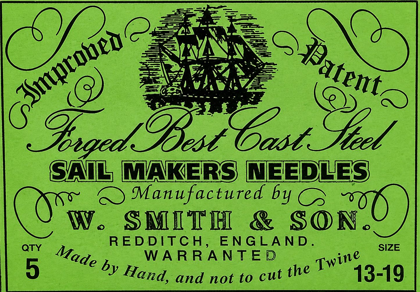 Set 5 ou 25 aiguilles triangulaires pour voiles. W. Smith & Son