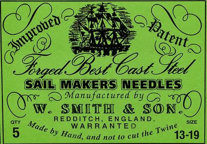Set 5 ou 25 aiguilles triangulaires pour voiles. W. Smith & Son