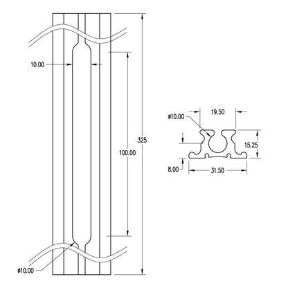 Le rail d’ouverture de mat RC1199-0.3L Serie 19