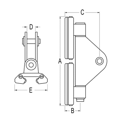 Chariot de tetiere billes Torlon 233 x 47mm pour rail LG Ronstan Serie 22 CB