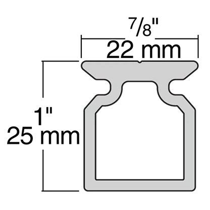 dimensions Rail autoporté SB 1.8 m aluminium Harken