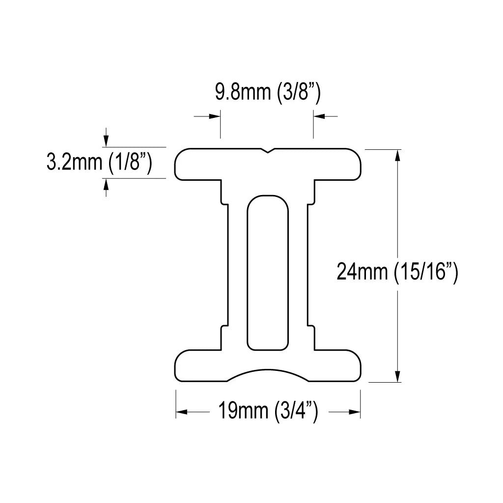 Rail en aluminium eloxe noir Ronstan serie 19 rc6190-1.0