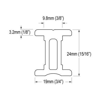 Rail en aluminium eloxe noir Ronstan serie 19 rc6190-1.0