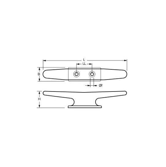 Taquet inox à profil bas pour bateau.