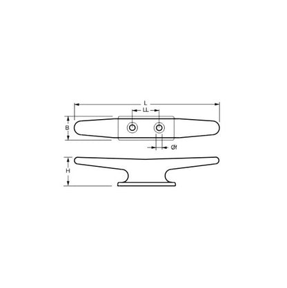 Taquet inox à profil bas pour bateau.