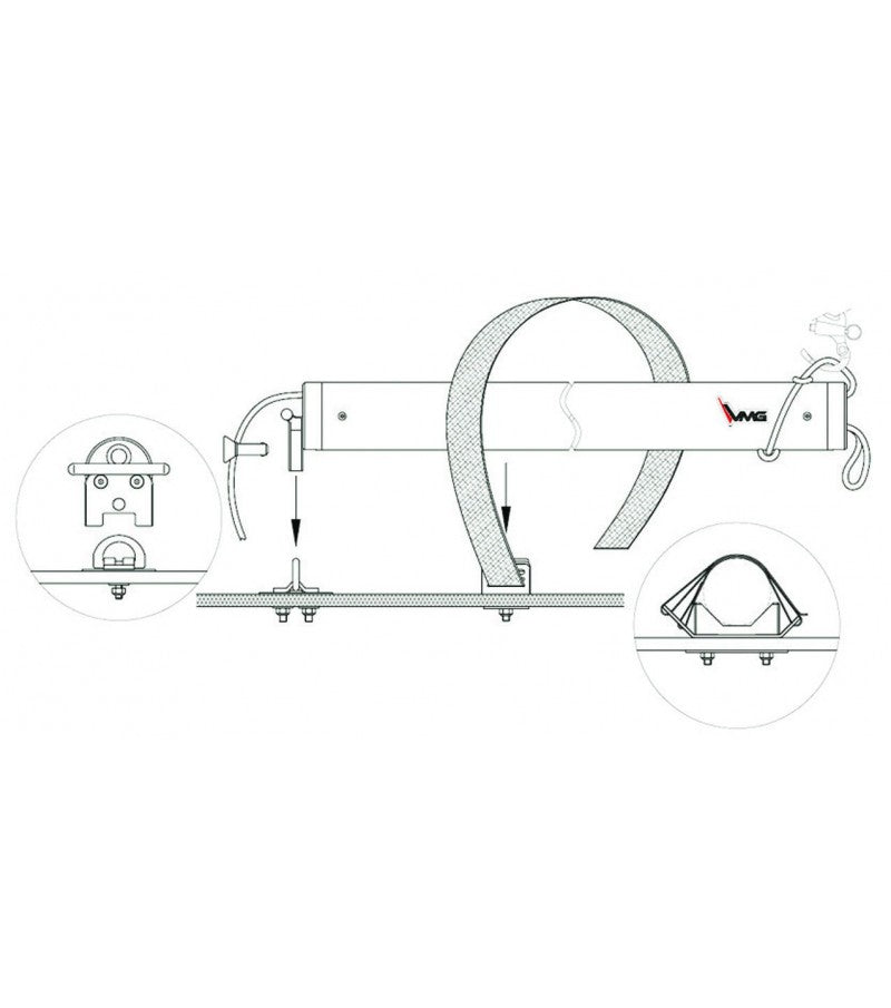 Bout-dehors aluminium anodisé noir voilier 20-40 pieds