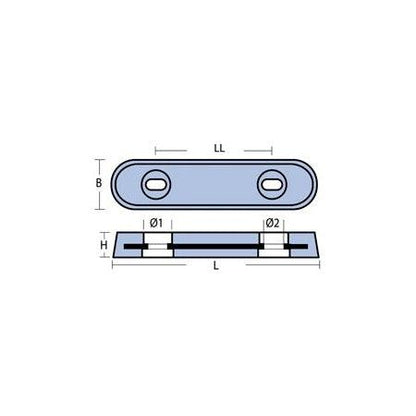 Anode de coque L 150 - 250 -350 mm Zinc - Magnésium - Alu