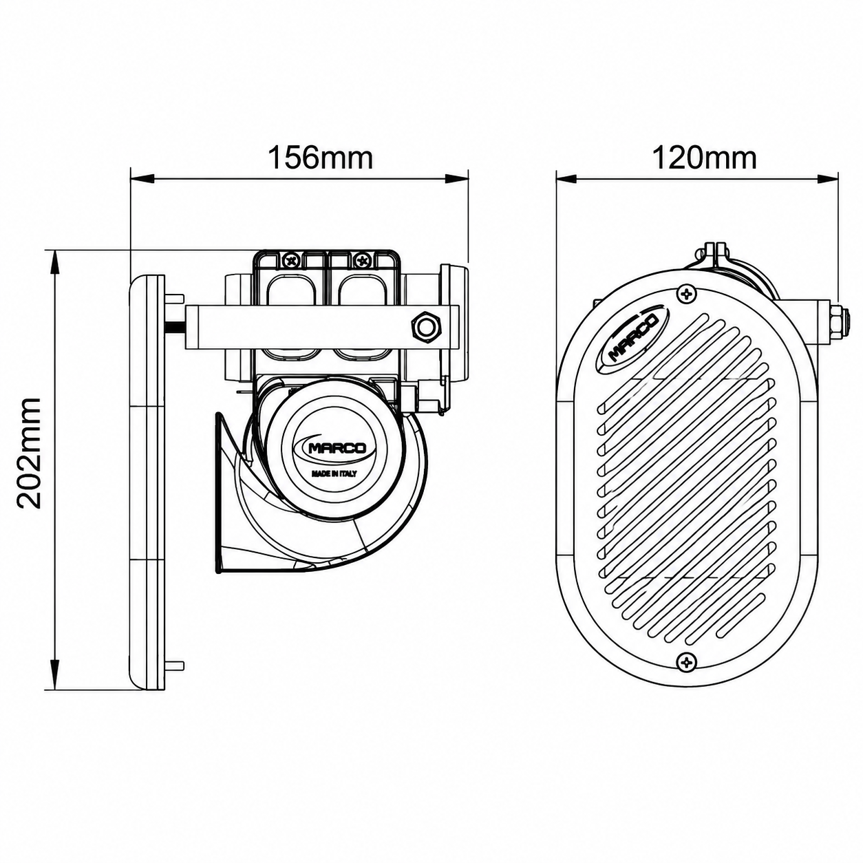 Avertisseur sonore electropneumatique Hurricane Lindemann 12V 120dB bateau