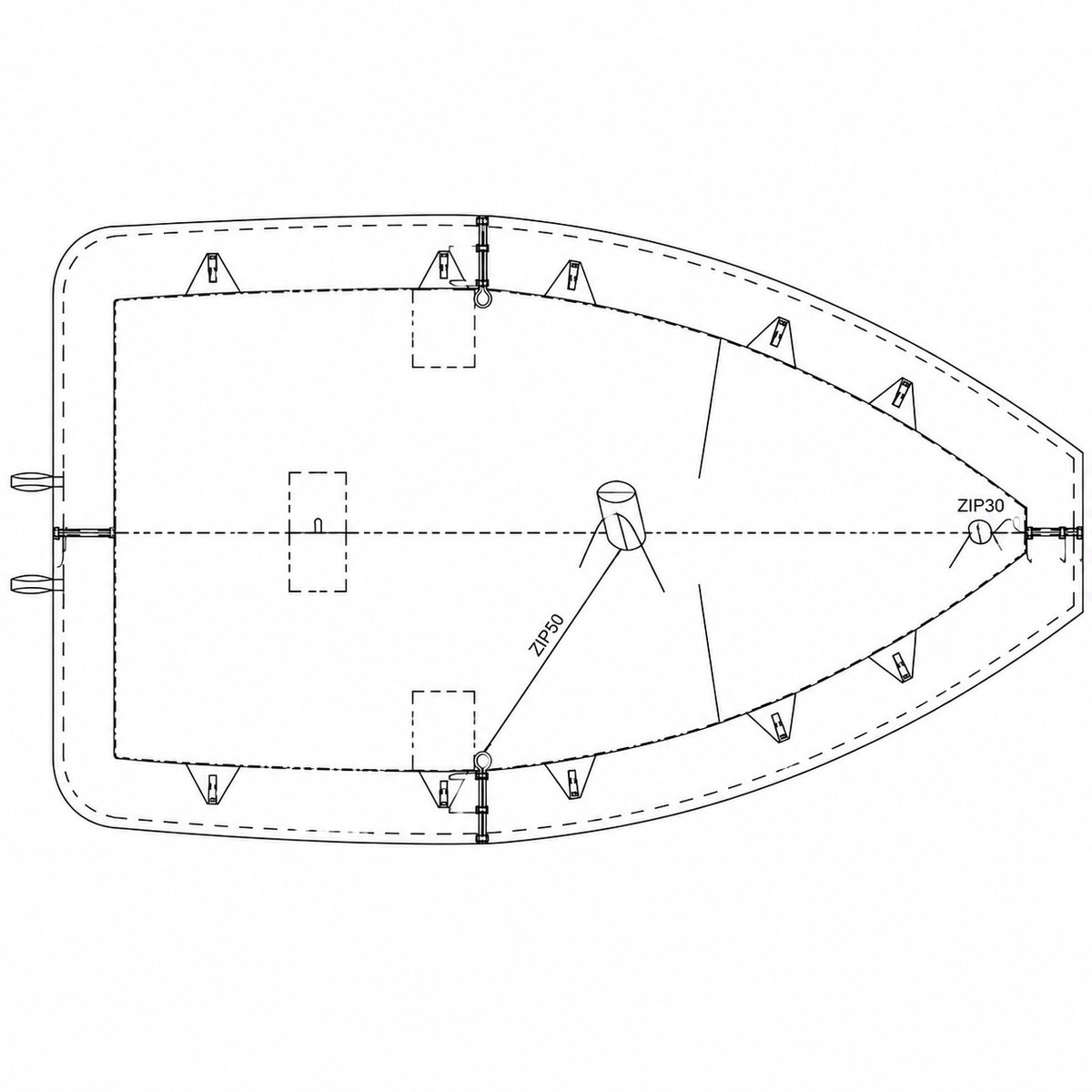 Taud Dessus pour Open 5.00 Dyed Polyester france nautisme