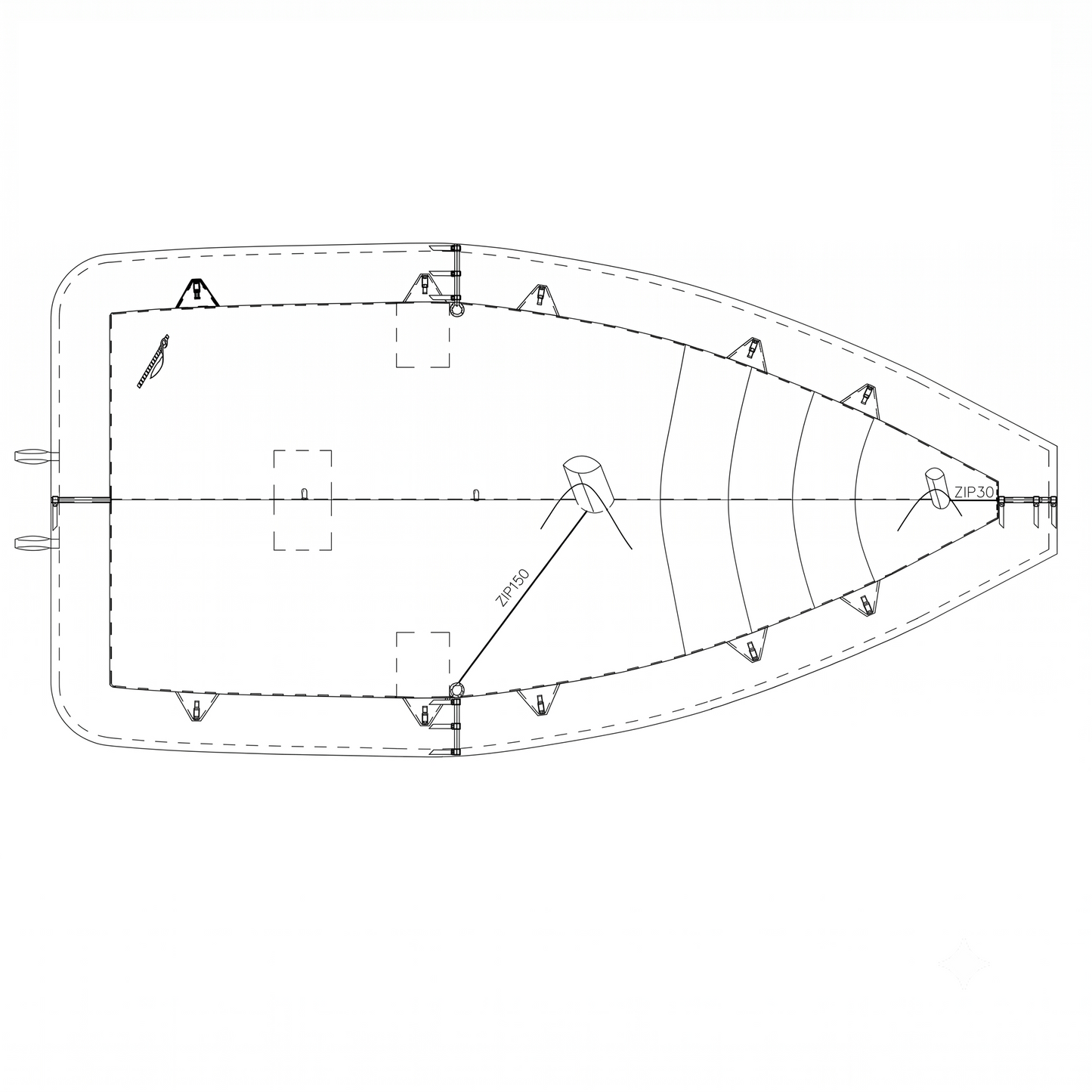 Taud de dessus pour Open 5.00 en polyester enduit PVC
