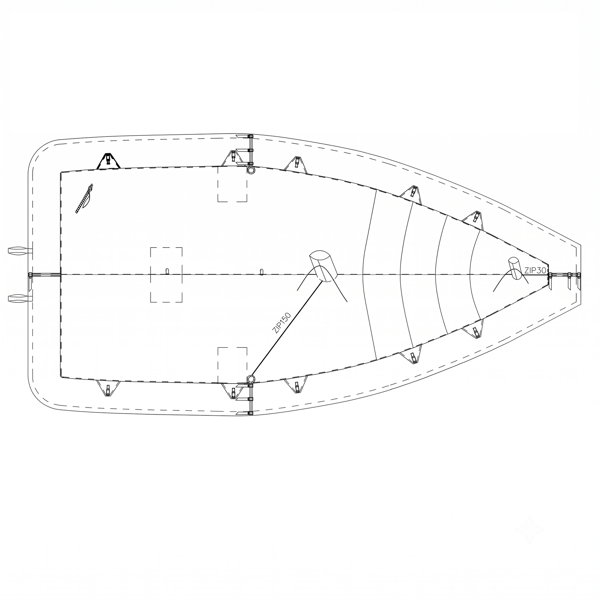 Taud de dessus pour Open 5.00 en polyester enduit PVC
