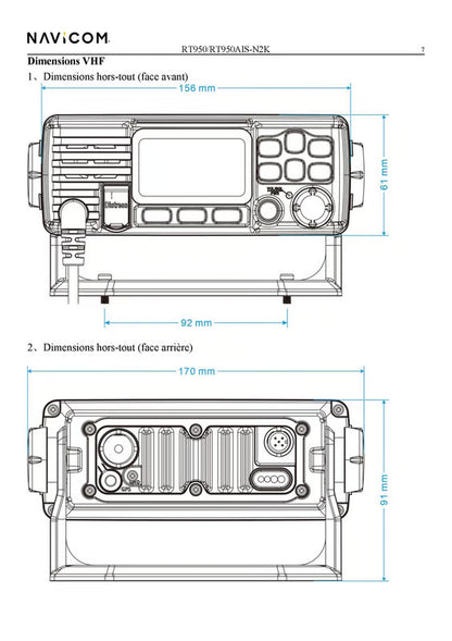 VHF fixe RT950AIS Navicom 25W compacte GPS et AIS integres NMEA 2000