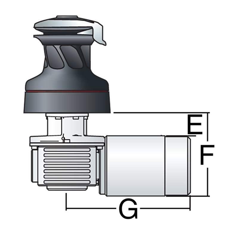 Self-tailing winch Radial electr. Rewind aluminum 24V