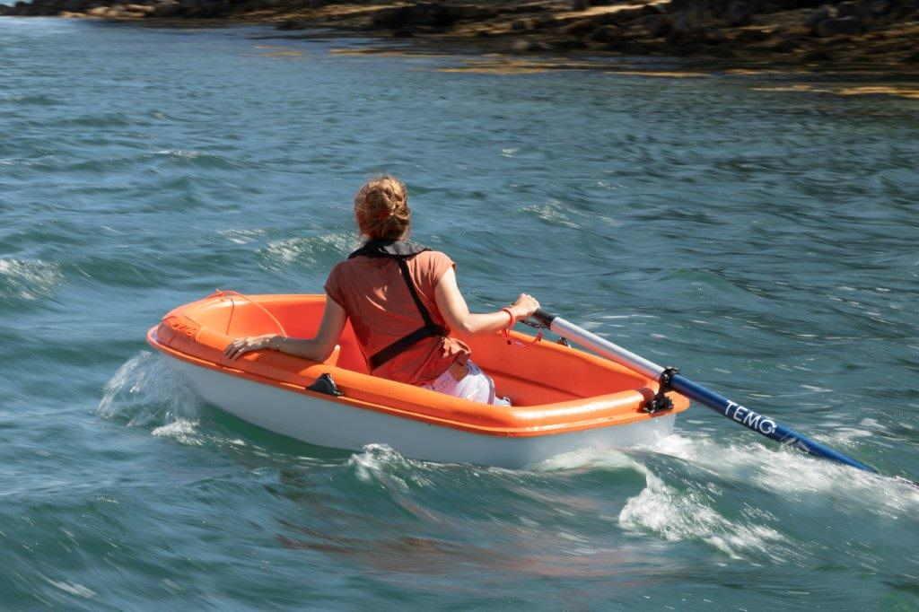 Moteur électrique hors-bord portable TEMO 450 pour annexe bateau.