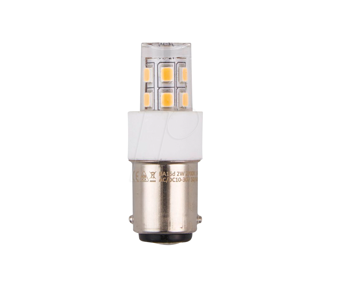 Lampe  / Ampoule  LED, BA15d, 10 - 30 V / AC/DC, 2 W, 190 lm, 3000 K